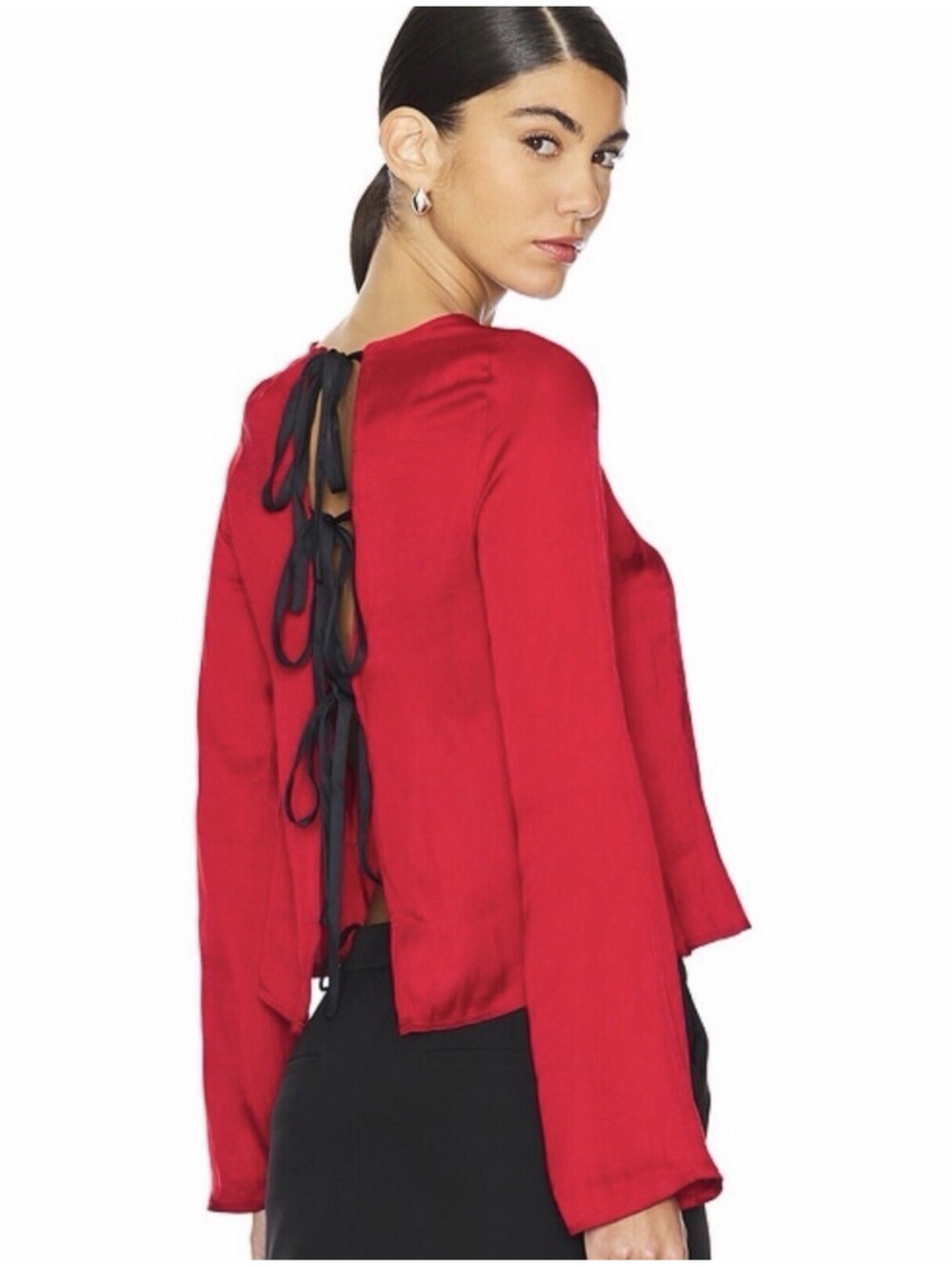 FP Free People Arabella Womens blouse shirt Ruby Red Small